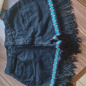 Maximum Energy Shorts, boho festival fringed, high rise,